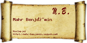 Mahr Benjámin névjegykártya